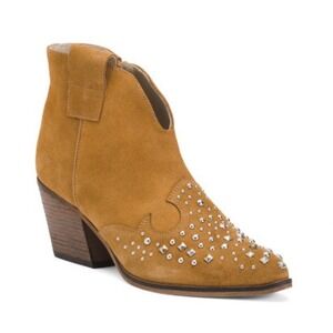 Cognac Studded Western Cowboy Boots Size Woman's 40 9-9.5